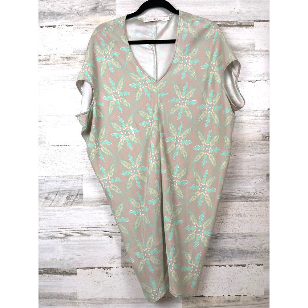 Marie Oliver Womens S Gray Blue Silk Beach Cover Up Mini Shirt Tunic Dress